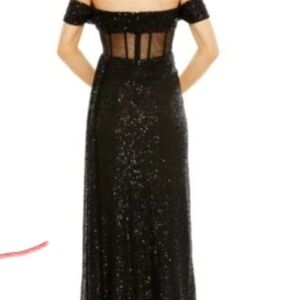 Mac Duggal Black Sequin Off-Shoulder Gown